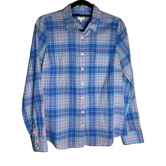 J. Crew The Perfect Shirt Pink & Blue Plaid Button Down Size Small 100% Cotton - Picture 1 of 9